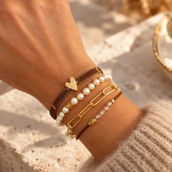 Ibu Jewels - Lulu 5 Stones Armb�nd, Brown