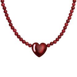 Maanesten - Maroon Heart Halsk�de, Forgyldt