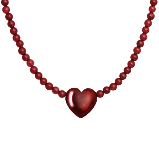 Maanesten - Maroon Heart Halsk�de, Forgyldt