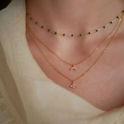Enamel - Lola Necklace, Petrol Green