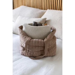 By Lohn - Petra Stor Strikket Toilettaske, Beige Melange