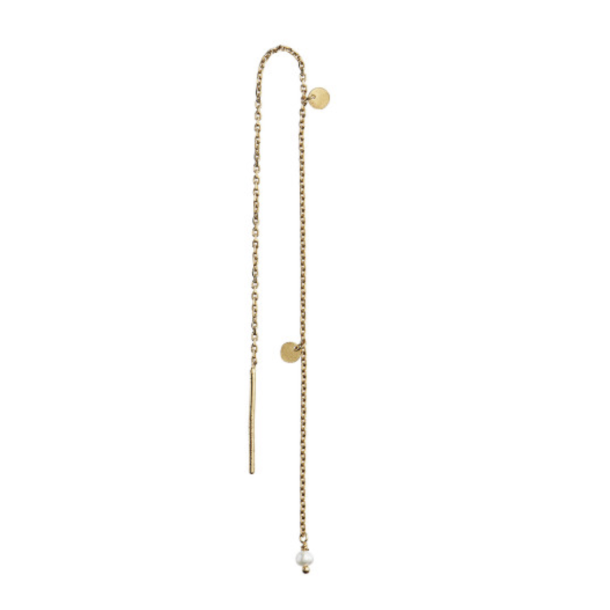 Stine A - Dangling Petit Coin And Stone Earring Gold