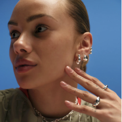 Camille Brinch - Cloudy Puffer Hoops reringe, Slv