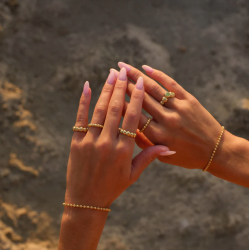 Camille Brinch - Store Wavy Dots Ring, Forgyldt