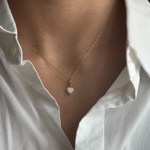 Pico - French Mini Heart Pendant, Ivory