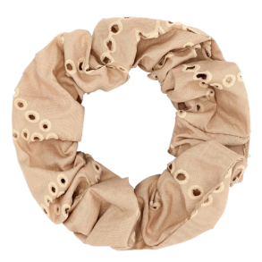 Sui Ava - Floral Broderie Scrunchie, Salted Caramel