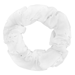 Sui Ava - Floral Broderie Scrunchie, Soft White