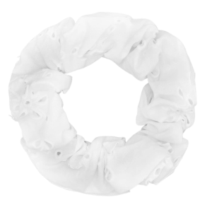 Sui Ava - Floral Broderie Scrunchie, Soft White