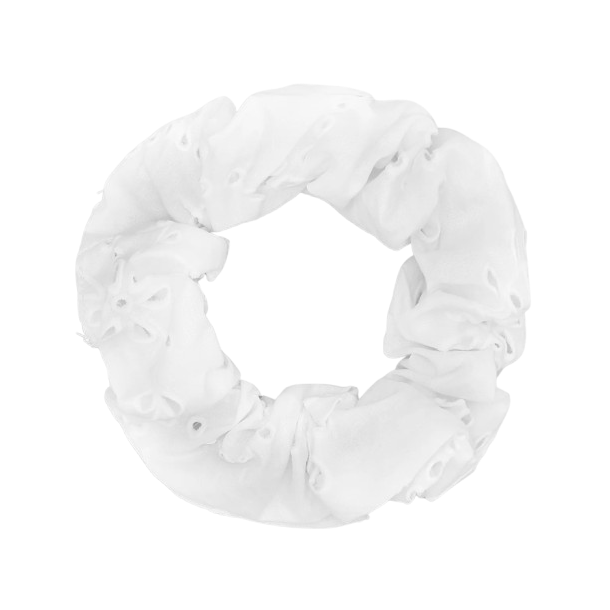 Sui Ava - Floral Broderie Scrunchie, Soft White