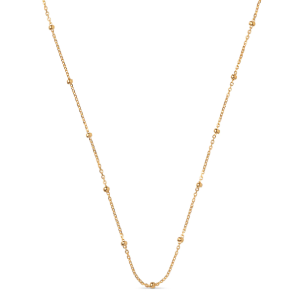 Enamel - Beaded Chain Halskde, Forgyldt