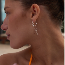 Camille Brinch - Wavy Sparkly Heart Earlines, Slv