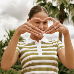 Camille Brinch - Textured BFF Sparkly Ring, Slv