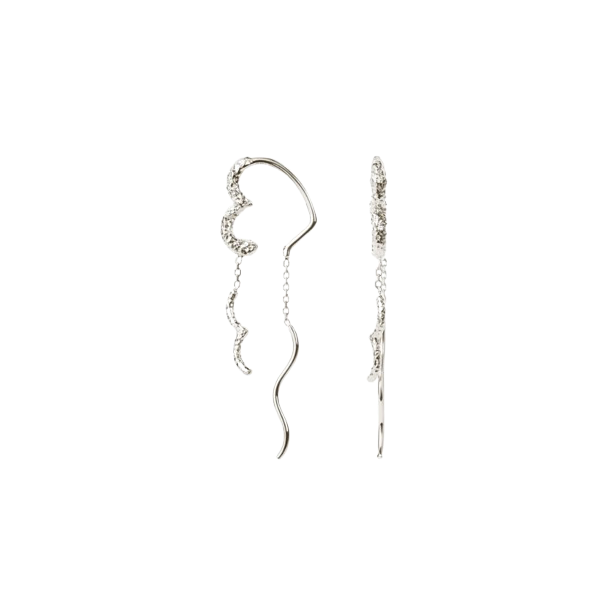 Camille Brinch - Wavy Sparkly Heart Earlines, Slv