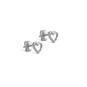 Enamel - Studs Organic Heart, Silver