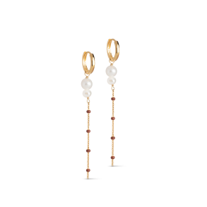 Enamel - Lola Double Pearl Hoops, Copper