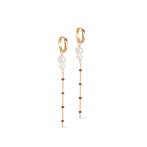 Enamel - Lola Double Pearl Hoops, Copper