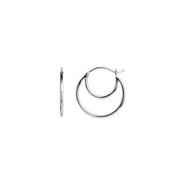 Stine A - Double Creol Earring Silver