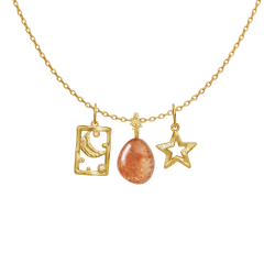 Maanesten - Sunstone Fire Spirit Vedhng, Forgyldt  