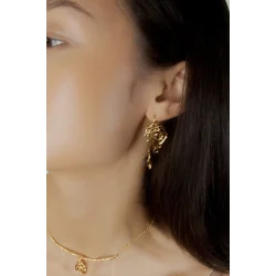 Jane Knig - Rose Earring with leaf drop, Par