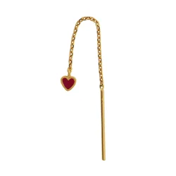 Stine A - Dangling Love Heart Burgundy Enamel rering, Single