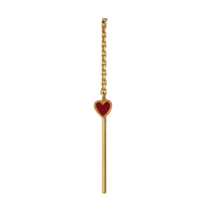 Stine A - Dangling Love Heart Burgundy Enamel rering, Single