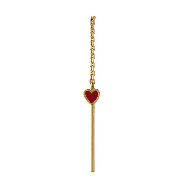 Stine A - Dangling Love Heart Burgundy Enamel rering, Single