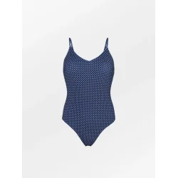 Becks�ndergaard - Polka Dot Bea Swimsuit, Navy Blue