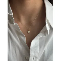 Pico - French Mini Heart Pendant, Ivory