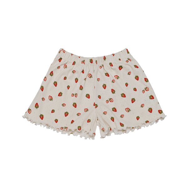 Maanesten - Fei Pointelle Shorts, Strawberry Garden White