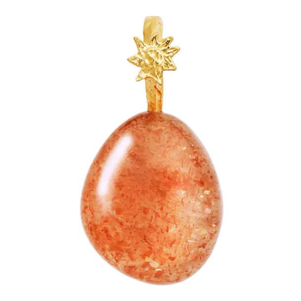 Maanesten - Sunstone Fire Spirit Vedhng, Forgyldt  