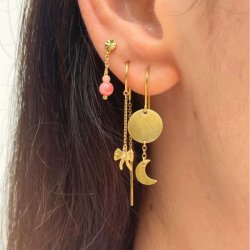 Stine A - Tres Petit Etoile Earring with Coral