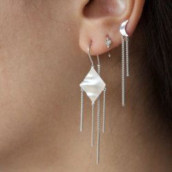 Stine A - Petit Bella Moon Earring with Two Chains �rering, Forgyldt