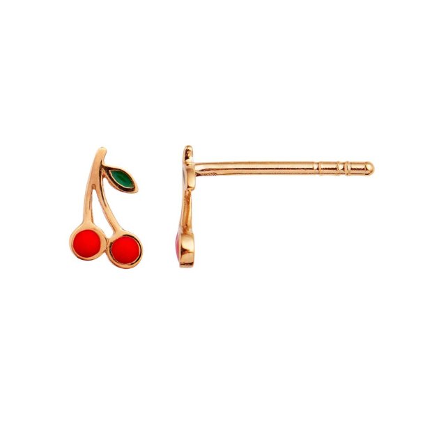 Stine A - Petit Cherry Earring Gold Enamel 