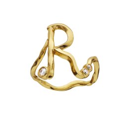 Maanesten - Alfabet Ring, Forgyldt